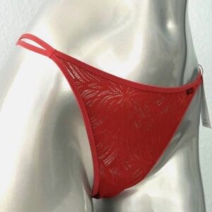 Calvin Klein Nwt Sheer Marquisette Lace Strappy String High Leg Tanga Panty
